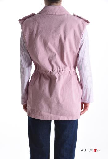 sleeveless with collar Cotton Gilet with pockets with drawstring without lining with buttons - ph 2