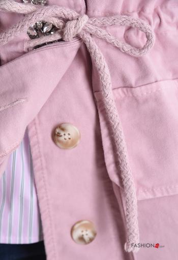 sleeveless with collar Cotton Gilet with pockets with drawstring without lining with buttons - ph 4