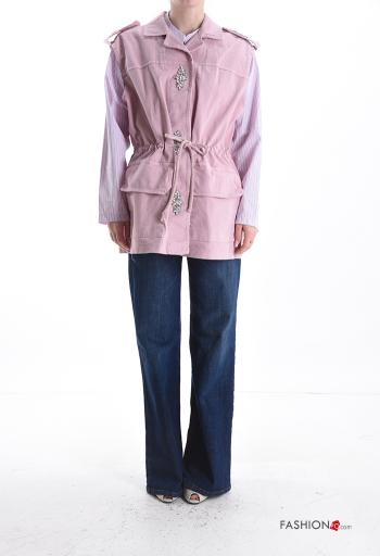 sleeveless with collar Cotton Gilet with pockets with drawstring without lining with buttons - ph 5