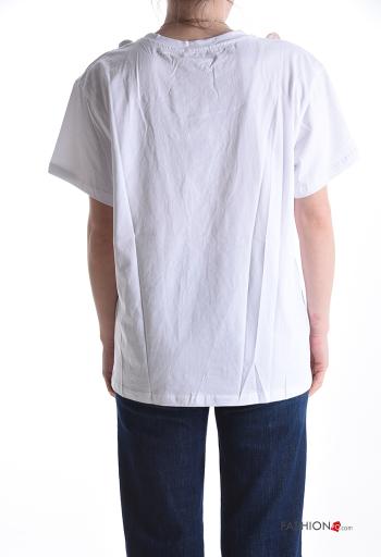 T-shirt de Algodón manga corta cuello redondo Estampado Floral - ph 2