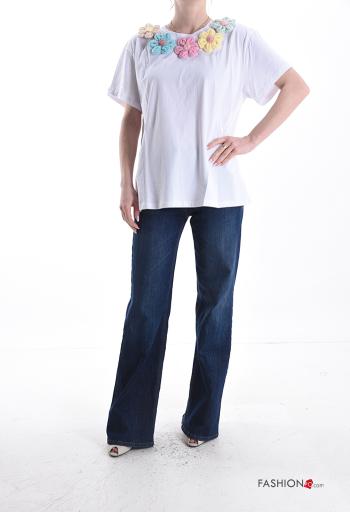 T-shirt de Algodón manga corta cuello redondo Estampado Floral - ph 5