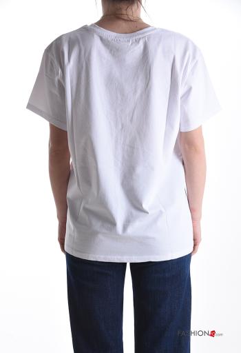 T-shirt de Algodón manga corta cuello redondo Diseño impreso - ph 2