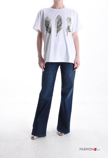 T-shirt de Algodón manga corta cuello redondo Diseño impreso - ph 5