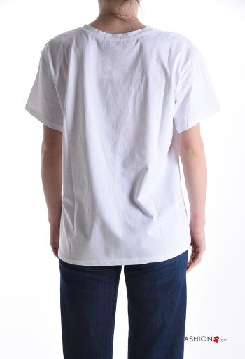 T-shirt de Algodón manga corta cuello redondo Diseño impreso - ph 2