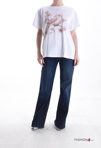 T-shirt de Algodón manga corta cuello redondo Diseño impreso - ph 5