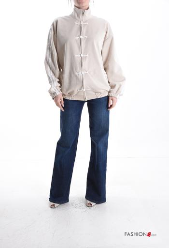 Wildleder lange ärmel Sweatshirt mit Knöpfen mit Reißverschluss - ph 5