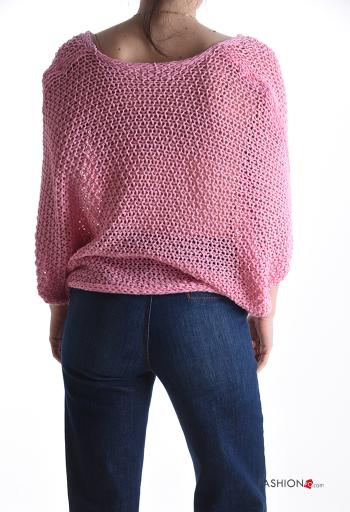 Strickpullover aus Baumwolle mit V-Ausschnitt mit knoten - ph 2