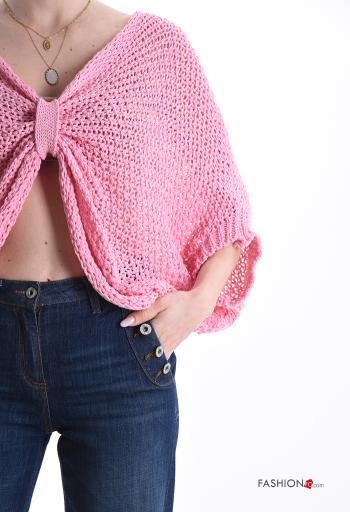 Strickpullover aus Baumwolle mit V-Ausschnitt mit knoten - ph 4