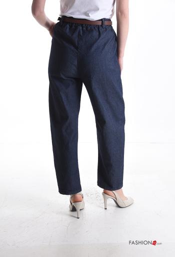Pantalon en Coton en denim avec ceinture avec poches - ph 2