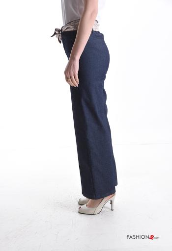 Pantalon en Coton en denim wide leg avec ruban - ph 3