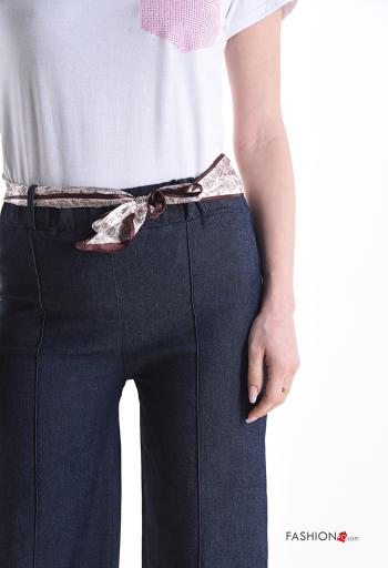 Pantalon en Coton en denim wide leg avec ruban - ph 4