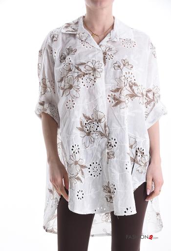 Embroidered asymmetrical Cotton Shirt