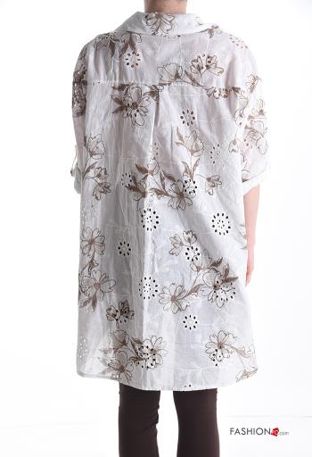 Besticktes Muster asymmetrisch Hemd aus Baumwolle - ph 2