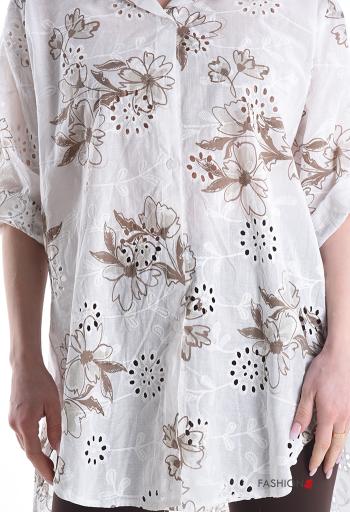 Besticktes Muster asymmetrisch Hemd aus Baumwolle - ph 4