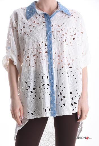 Chemise en Coton asymétrique à broderie