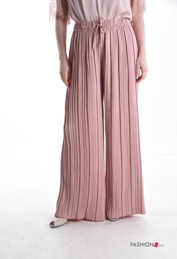 Pantalone wide leg vita alta con fibbia con coulisse - ph 1