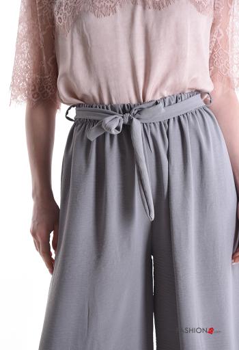 Pantalone vita alta wide leg con cintura in stoffa - ph 4