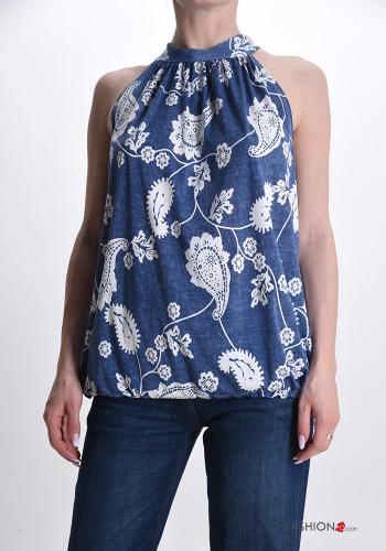 Floral sleeveless Top with bow - ph 1