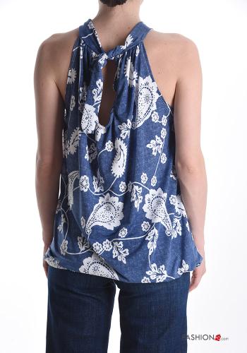 Floral sleeveless Top with bow - ph 2