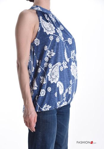 Floral sleeveless Top with bow - ph 3