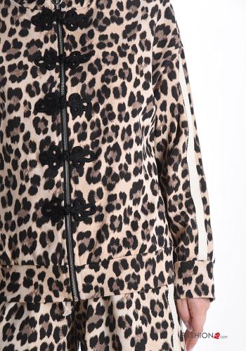 Felpa in Cotone Fantasia animalier con bottoni con zip - ph 4