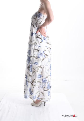 Floral Cotton Sleeveless Dress with flounces with shoulder pads - ph 3
