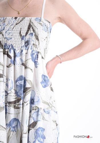 Floral Cotton Sleeveless Dress with flounces with shoulder pads - ph 4
