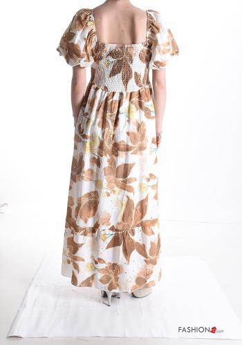 Floral puff sleeve long Cotton Dress with flounces - ph 2