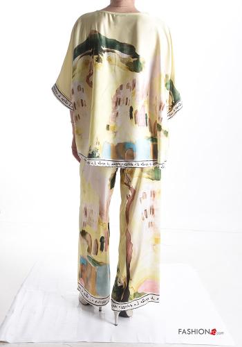Abstract print short sleeve wide leg satin Co-ord - ph 2