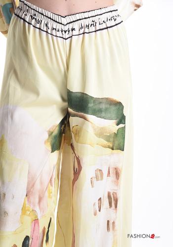 Abstract print short sleeve wide leg satin Co-ord - ph 4