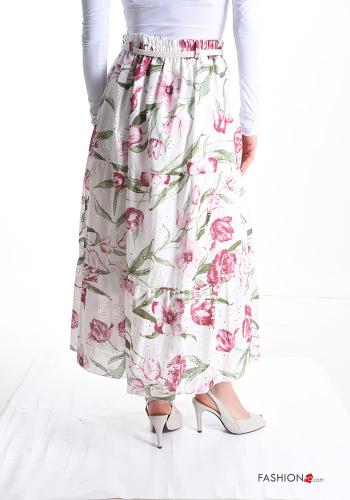 Floral Cotton Skirt with belt with flounces - ph 2