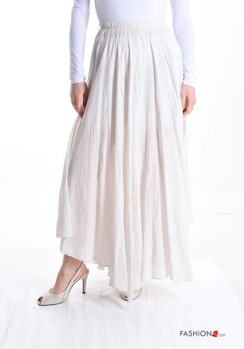 Longuette asymmetrical Cotton Skirt with elastic