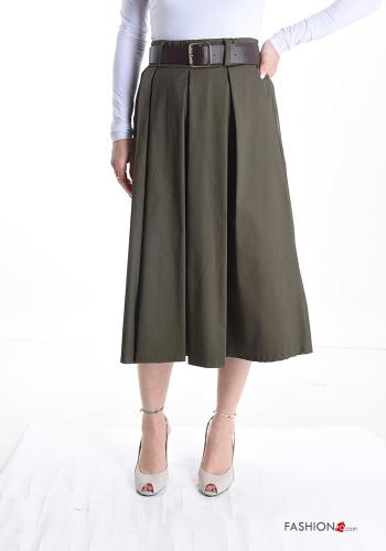 Cotton Skirt with belt with pockets - ph 1