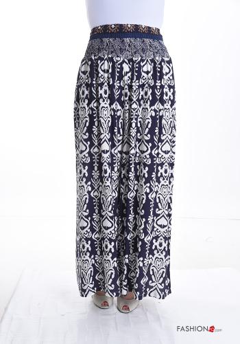 Jacquard print wide leg Trousers with pockets with elastic - ph 1