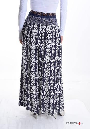 Jacquard print wide leg Trousers with pockets with elastic - ph 2