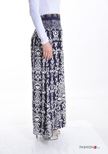 Jacquard print wide leg Trousers with pockets with elastic - ph 3
