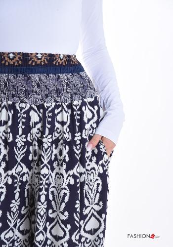 Jacquard print wide leg Trousers with pockets with elastic - ph 4