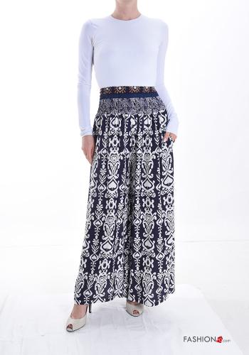Jacquard print wide leg Trousers with pockets with elastic - ph 5