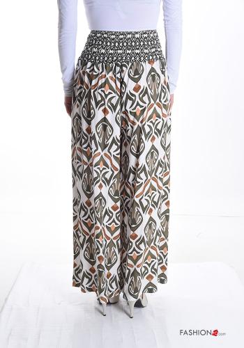 Abstract print wide leg Trousers with pockets with elastic - ph 2