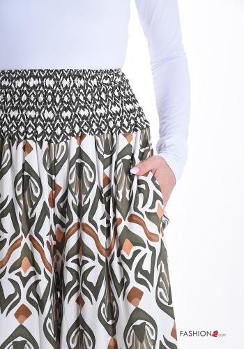 Abstract print wide leg Trousers with pockets with elastic - ph 4