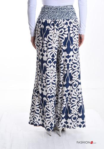 Jacquard print wide leg Trousers with pockets with elastic - ph 2