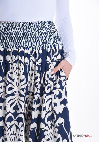 Jacquard print wide leg Trousers with pockets with elastic - ph 4