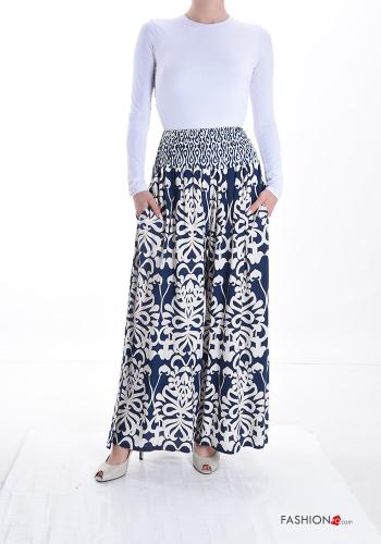 Jacquard print wide leg Trousers with pockets with elastic - ph 5
