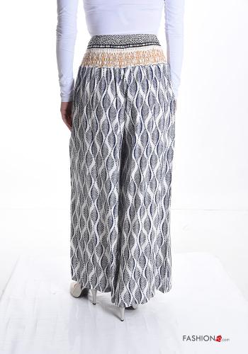 Abstract print wide leg Trousers with pockets with elastic - ph 2