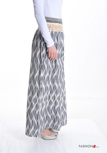 Abstract print wide leg Trousers with pockets with elastic - ph 3