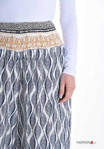 Abstract print wide leg Trousers with pockets with elastic - ph 4