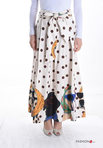 Patterned Cotton Skirt with pockets with bow