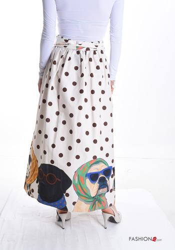 Patterned Cotton Skirt with pockets with bow - ph 2