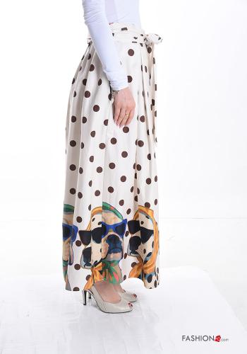 Patterned Cotton Skirt with pockets with bow - ph 3