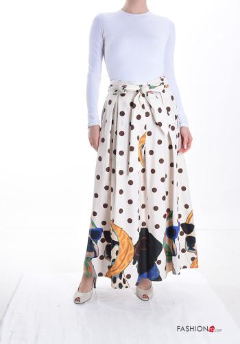 Patterned Cotton Skirt with pockets with bow - ph 5